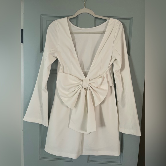 Lulu's Elegant White Mini Dress - Picture 5 of 7